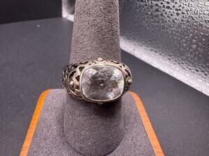 Arya 925 Sterling Silver Filigree Statement Ring Cushion Cut Clear Quartz Sz 10